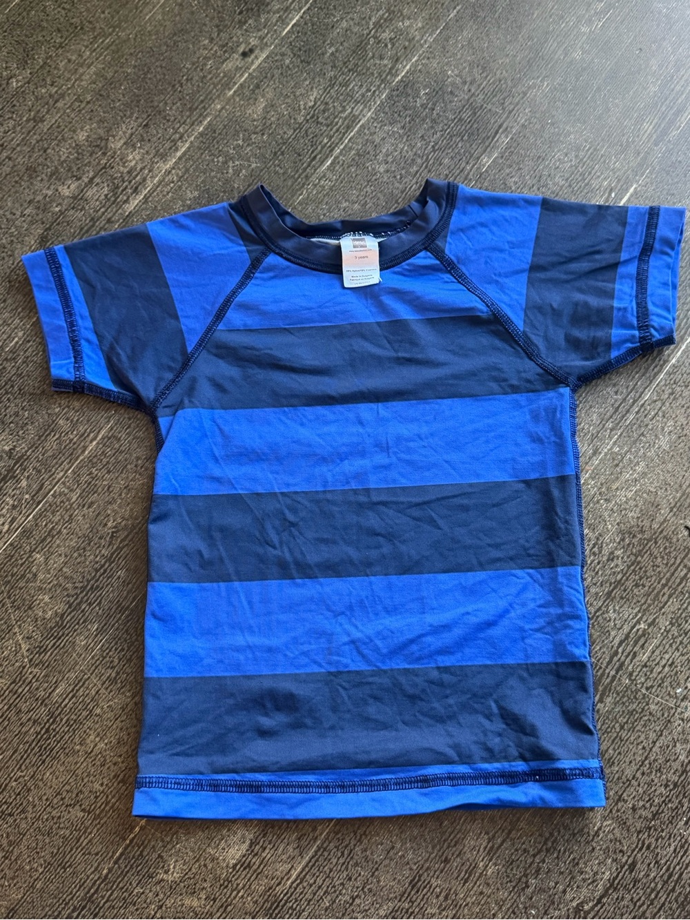 Tea Collection Toddler Blue Striped Swim Shirt - Short Sleeve Size 3 Years